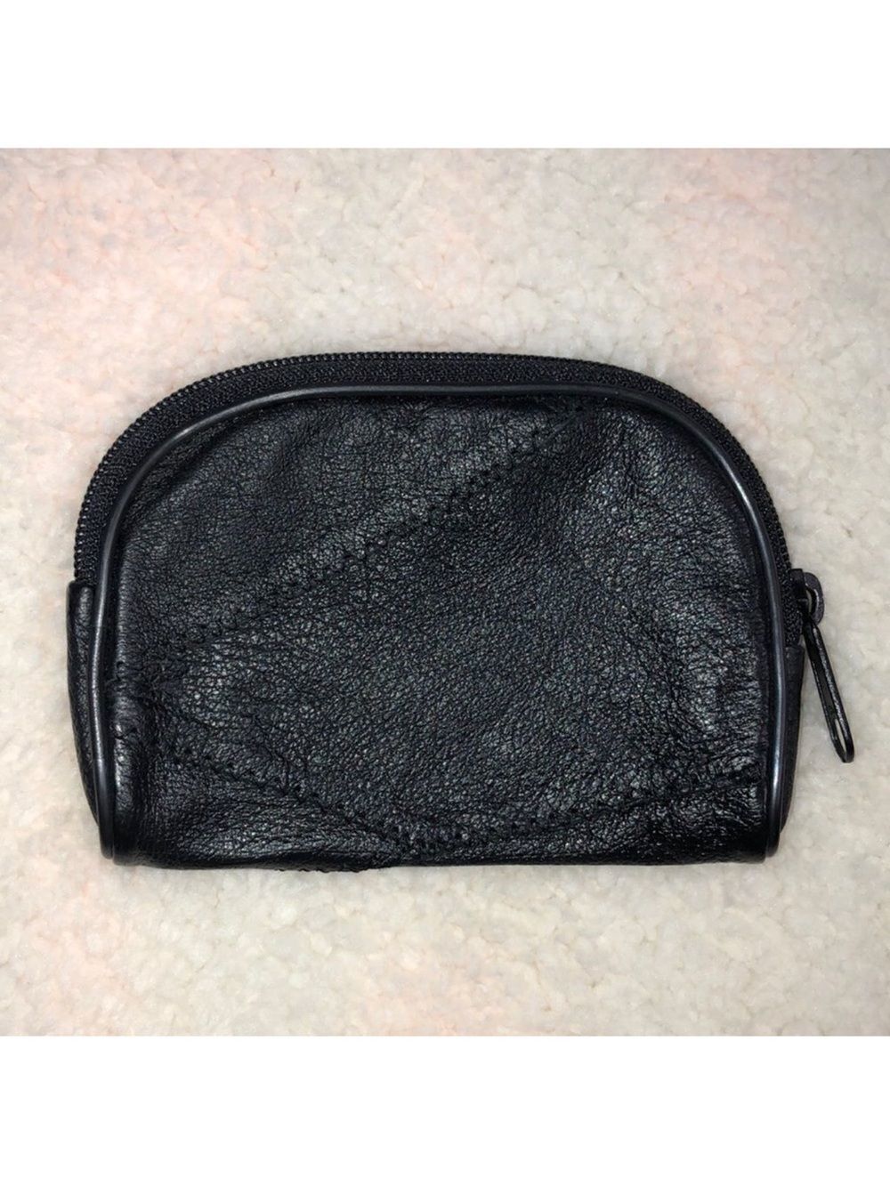 Patch Black Faux Leather Small Zip Wallet